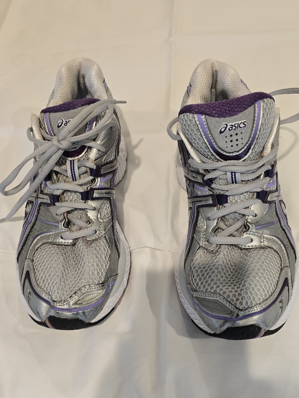 ASICS Gel Nimbus Silver Running Shoes with Purple Accents